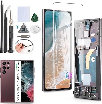 OLED Display for Samsung Galaxy S22 Ultra 5G Screen Replacement LCD Touch Screen Digitizer Assembly for Samsung S22 Ultra 5G SM-S908U/S908U1 with ToolsSupport Fingerprint