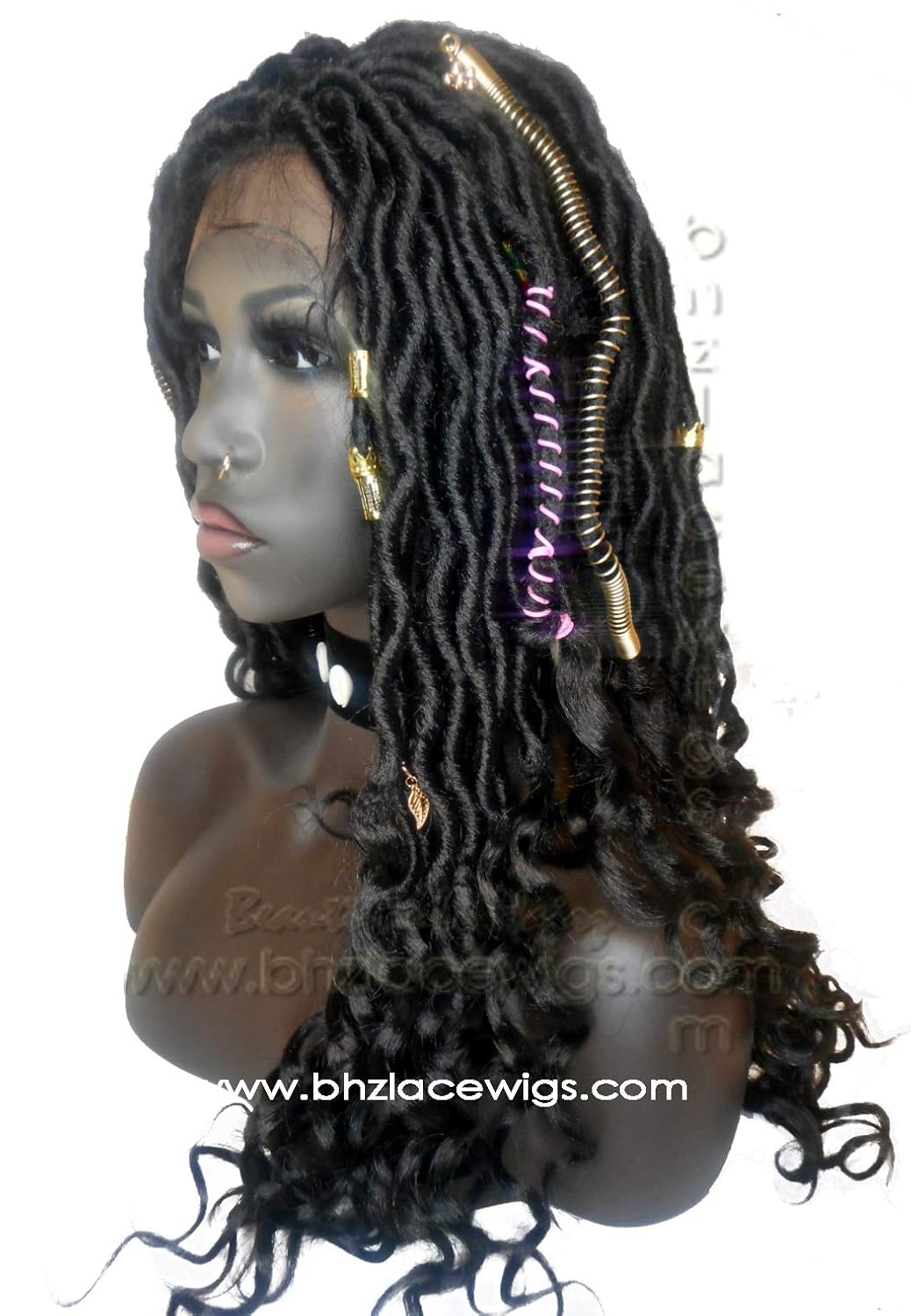 EXCLUSIVE! Black goddess locs faux locs dread lock Lace Front Wig black locs lace front wig braided wig Fully Hand twisted Lace Wig