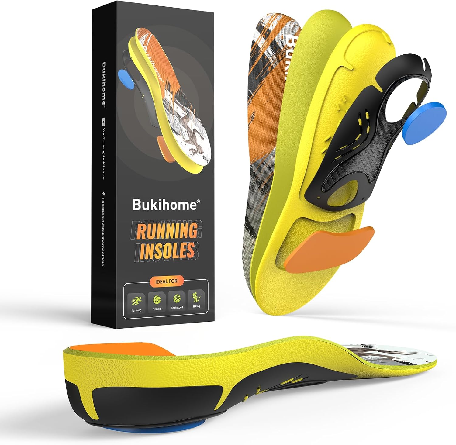 Lightweight Running Sport Insoles, Shock Absorption Athletic Inserts, TPU Arch Support for Stability,Sports Protection,Reduce Muscle Fatigue,& Boost Speed - Sneaker Inserts-S