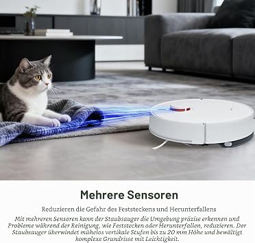 XIAOMI Robot Vacuum Cleaner with Mop Function S40C 5000Pa Vacuum Cleaner Robot with LDS Laser Navigation App and Voice Control Vacuum Cleaner Robot for Pet Hair Carpets and Hard Floors