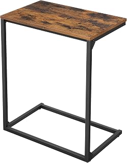 VASAGLE Side Table, Small Coffee Table, End Table, Laptop Table, for Bedroom, Living Room, Work on the Bed or on the Sofa, Simple Texture, Stable Industrial Style, Rustic Brown and Black LNT52BX
