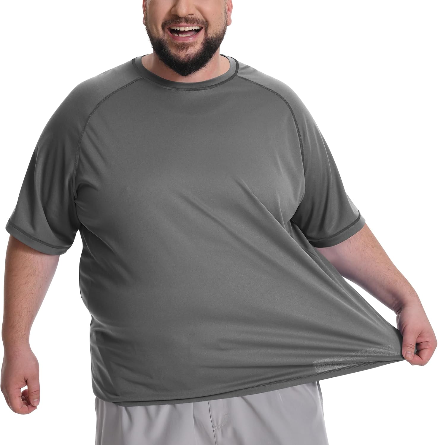 LETAOTAO Big and Tall Swim Shirts for Men, 2XL–8XL Short Sleeve Rash Guard Quick Dry T-Shirt, UPF 50+ Sun Protection