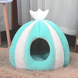 Pet Bed Cat Cave House Non-Slip Bottom Semi-Enclosed Warm Soft Pet Tent Cave Bed Igloo Kitten Cats and Small Dogs Sleeping Bed Bag with Washable Cushion,Green
