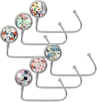 6 Pack Purse Hook Long Handbag Hanger for Table Desk, Creatiee Portable Bag Holder Under Counter Handbags Hook for Women Girl