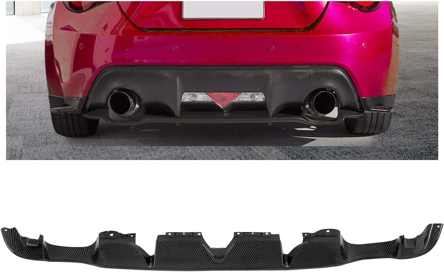 KUAFU Rear Diffuser Compatible with 2013-2020 Subaru BRZ Replacement for E5610CA000 Body Kit Rear Bumper Diffuser Lip Spoiler ABS Plastic Carbon Fiber Color