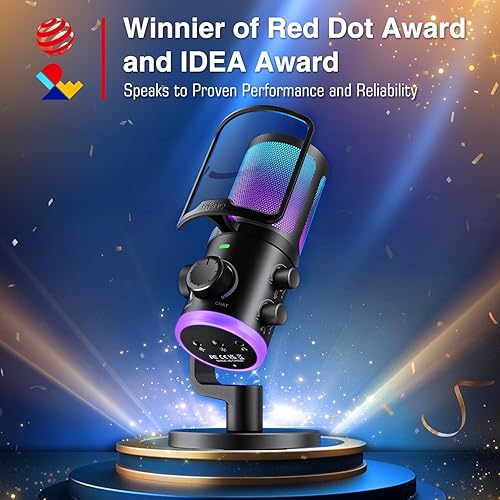 Miniatura 2 de FIFINE - Micrófono de PC para juegos, micrófono de transmisión USB con equilibrio de chat de juego, micrófono RGB de escritorio con botón de
