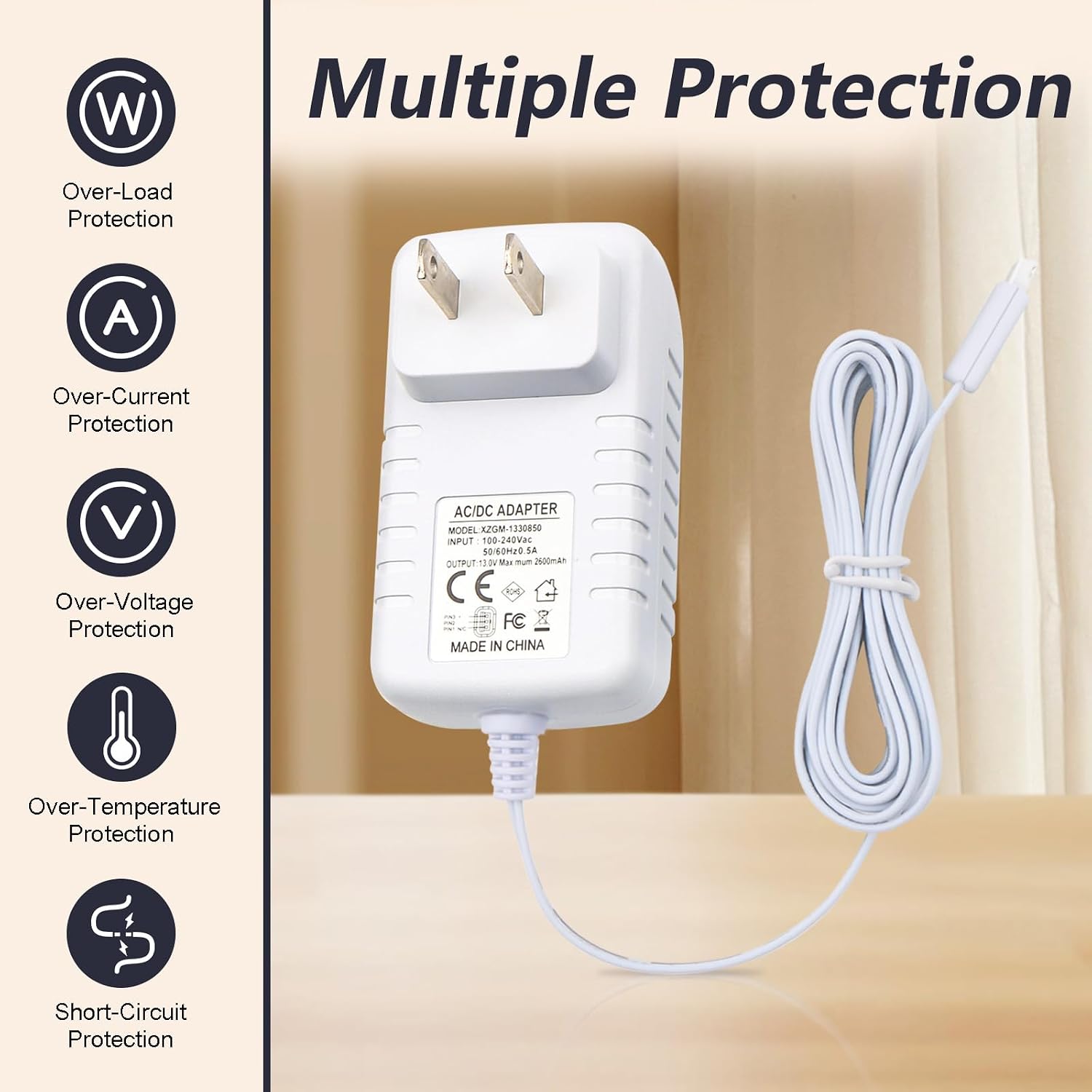 9025166 Lithium-ion Charger 12V for Somfy Motorized Shades Blinds Curtains Awnings for V2 Motors - Sonesse 40, Ultra 30, Sonesse 28, Roll Up 24 & 28 Powers External Battery，with LED Indicator