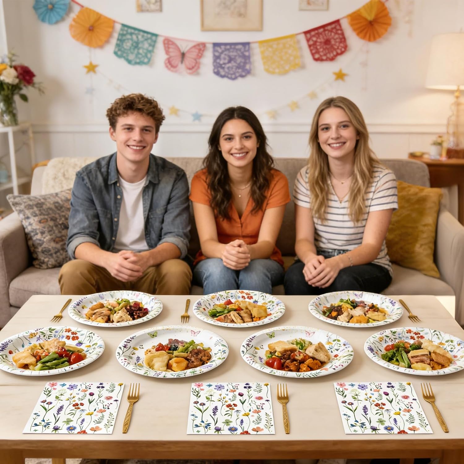 75Pcs Wildflower Plates and Napkins Party Supplies, Floral Paper Plates Wildflower Baby Shower Decorations Flower Party Plates Set for Spring Birthday Bridal Shower Tea Garden Party Decor, Serves 25 - Image 5