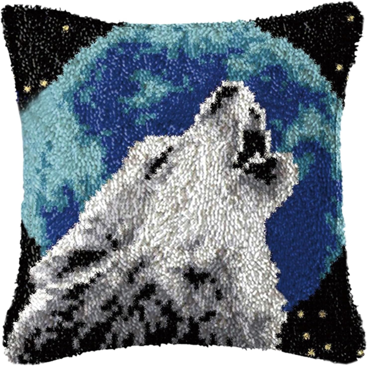 kingsea Latch Hook Pillow Kit, Latch Hook Kits for Adults, Latch Hook Pillow Kits for Beginners, Needlework Cushion Cover for Home Sofa Decoration 17in x 17in, Golden Retriever