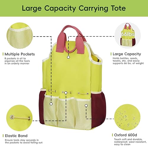 Miniatura 6 de Juego de herramientas de jardinería de 9 piezas, juego de herramientas de jardín resistentes con mango de madera, herramientas de mano premium y