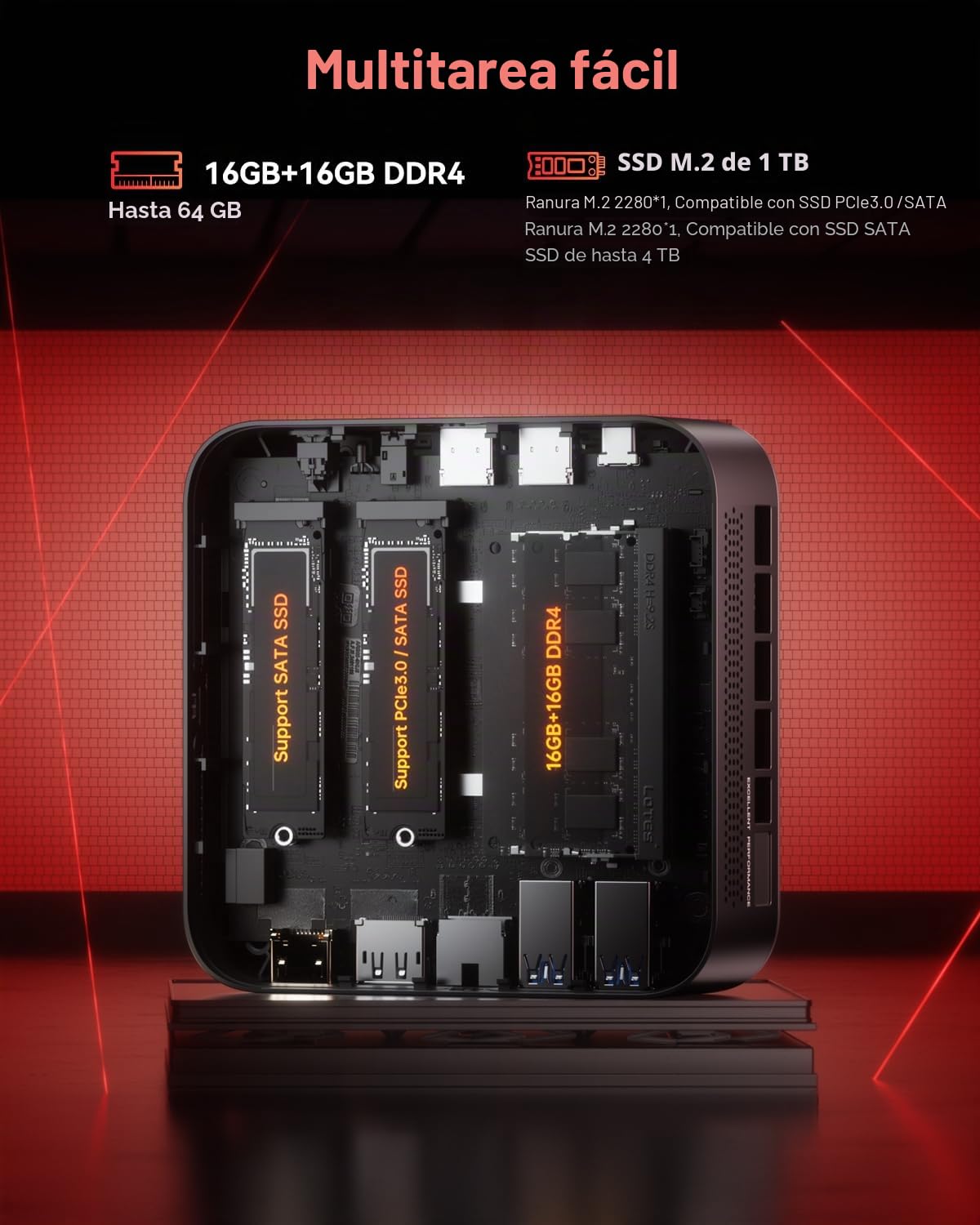 NiPoGi Mini PC E3B ΑΜD Ryzen 5 7430U MAX 4.3GHz, (16+16) GB RAM +1TB SSD