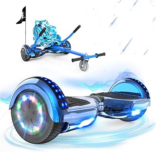 RCB Hoverboards mit Sitz Hoverkart komplett für Kinder, Skateboard mit Set, Hoverboards mit LED Lichtern und Bluetooth, Geschenk für Kinder