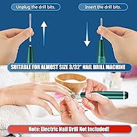 Vista 18 de Depvko 21Pcs Nail Drill Bits Set with Portable Pink Case, 3/32 Inch Drill Bits for Nails, Ceramic Diamond Carbide Cuticle Nail Bits effile Remover