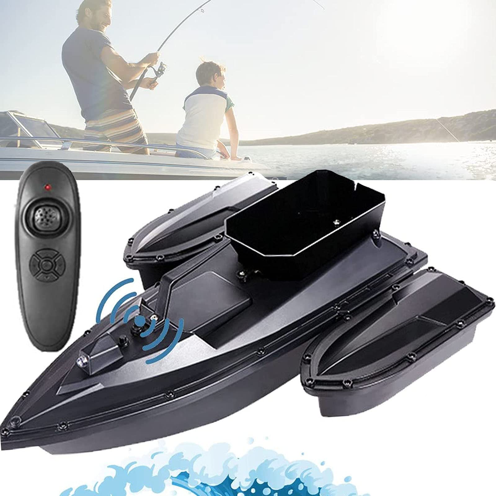 Bateau amorceur Bateau Amorceur Peche 500m, Bateau amorceur Peche Carpe,sans Fil Bateau Amorceur avec Deux Moteurs, RC Bateau de Pêche Capacité Charge 1,5kg