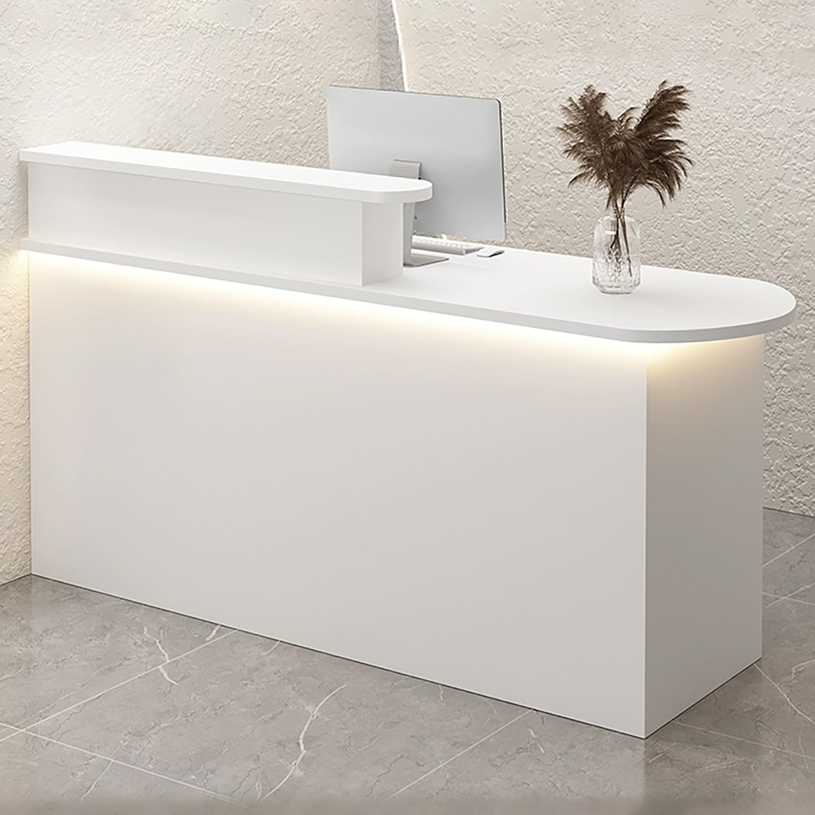 Nowoczesne biurko LED z tacą na klawiaturę i blatem przednim do biura, salonu lub domu (110 x 55 x 100 cm)