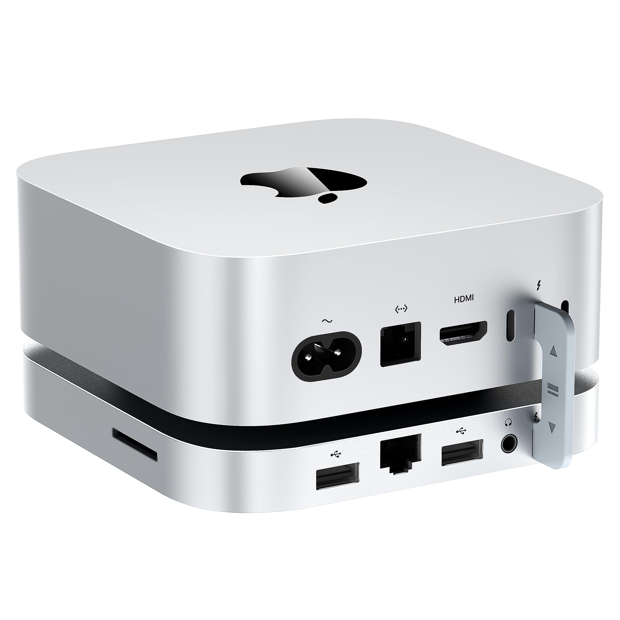 Mate Mini-B for Mac mini M4 Dock,80Gbps Aluminum Alloy Stand with M.2 PCle SSD Solt (up to 8TB), USB-C*1、USB-A 3.0 * 2、2.5G LAN*1、SD4.0 * 1、Type-C(PD3.0)*1, Audio Jack
