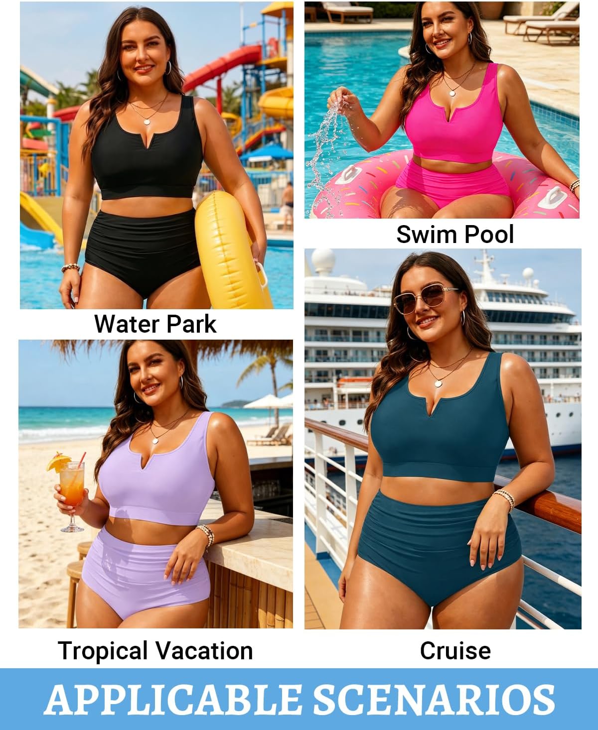 Aqua Eve Women Plus Size High Waisted Bikini - Two Piece Swimsuit Tummy Control Bathing Suit V-Wired 2025 Swimwear