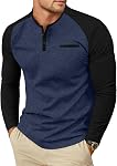 Sailwind Hommes manches longues Henley Chemises Casual Classic Tee Button de coton Henley