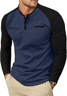 Sailwind Mens Cotton Henley Shirts Long Sleeve Casual T-Shirts Lightweight Button Pullover Shirts with Pocket