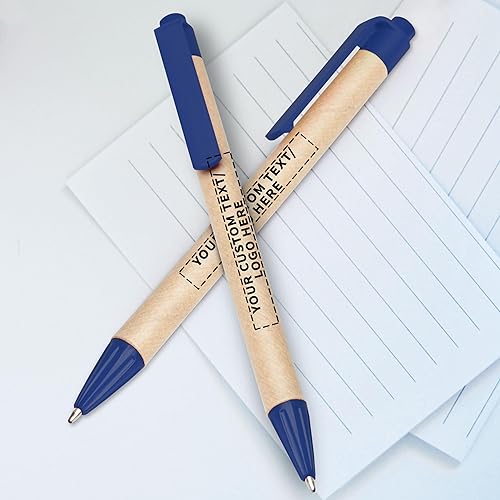 Miniatura 7 de DISCOUNT PROMOS Juego de 100 bolígrafos de negocios personalizados, paquete a granel, bolígrafos promocionales con logotipo, tinta negra, azul