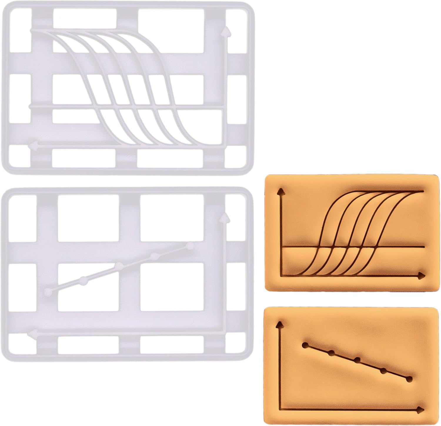 BAKERLOGY Set of 2 qPCR Cookie Cutters (Designs: Serial Dilution and Standard Curve) - Detailed Biscuit Cutter Design for Baking and Crafts, ideal on fondant, dough, clay