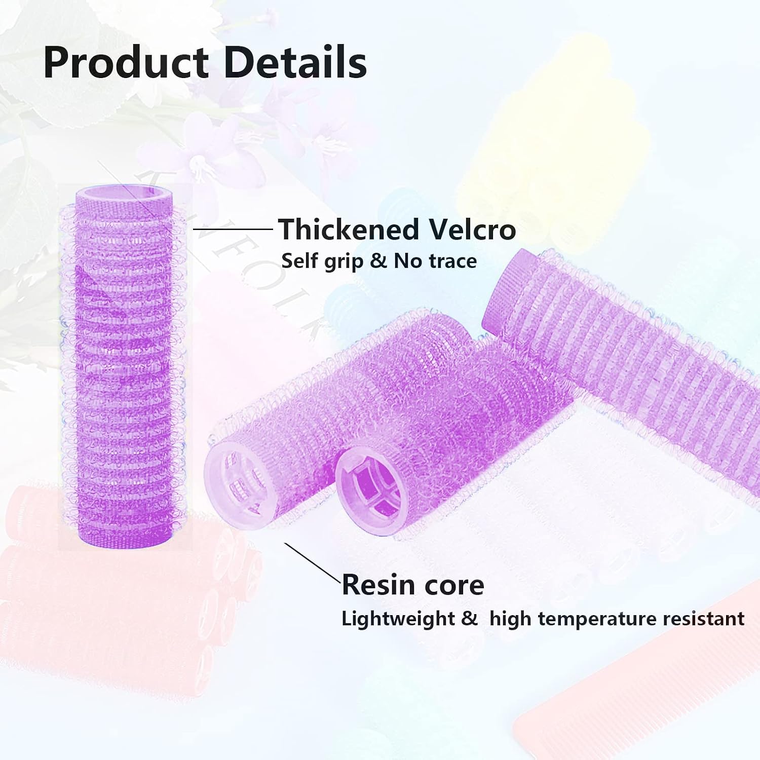 Hair Roller, 24PCS Self Grip Small Hair Curlers Set Nylon, Purple, Pro Salon Hairdressing Curler DIY Curly Hairstyle Hair Rollers Tools Rat Tail Comb for Women Medium Short Hair