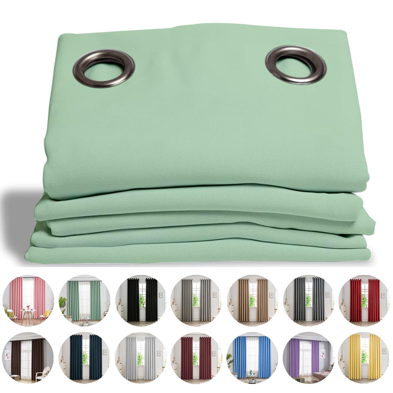 Rideau Isolant Anti Froid en Polyester Vert Style Moderne Chic 200x50 cm