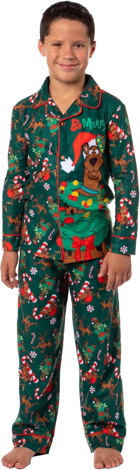INTIMO Scooby-Doo Boys' Christmas Character Tree Reindeer Button Sleep Pajama Set - Image 2