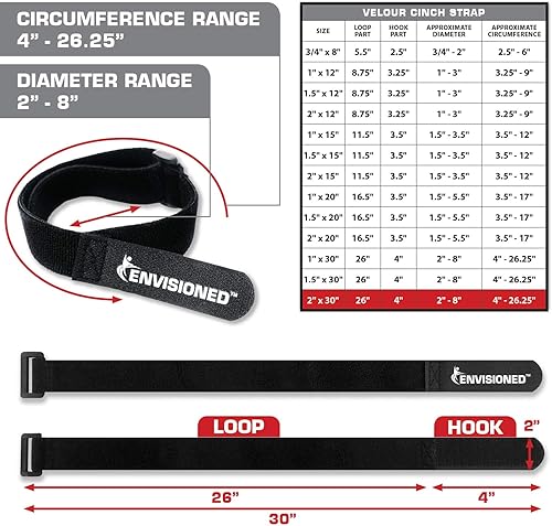 Miniatura 2 de Correas de velcro de 2 x 30 pulgadas, paquete de 6, microfibra suave al tacto, gancho y bucle reutilizables