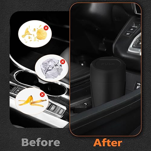 Miniatura 3 de Bote de basura para automóvil con tapa, a prueba de fugas, con 40 bolsas de basura adjuntas, mini accesorios esenciales para el interior del