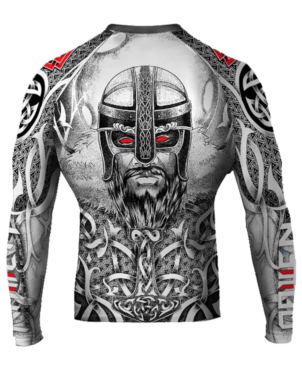 Raven Fightwear Norseman Weiß Kompressionshemd Herren Lange Ärmel Grappling Jiu Jitsu MMA Fitness Kampfsport No Gi Workout Gym