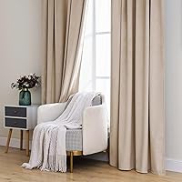 Vista 113 de MIULEE Cortinas de terciopelo de 63 pulgadas de largo, 2 paneles de cortinas opacas de lujo para dormitorio, sala de estar, cortinas de ventana