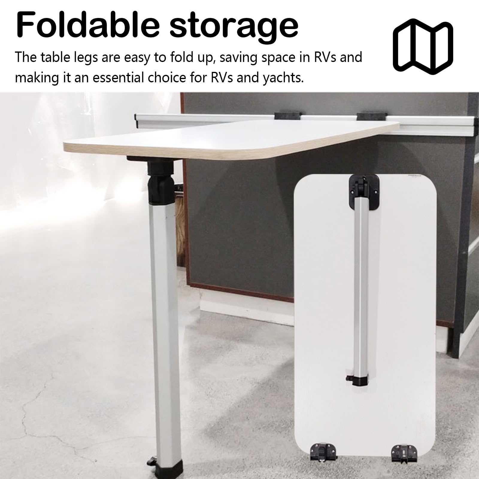 Pata De Mesa Extraíble Y Riel Deslizante Para Autocaravanas Y Yates, Pata De Mesa Plegable 51,5-78 cm Telescópica Para Autocaravanas Rieles Guía De 50 cm Soporte De Base Para Mesa De Autocaravana