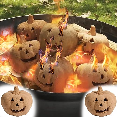 Tronco de gas de calabazas de cerámica, para Halloween, reutilizable, ignífugo, hoguera de cerámica, decoración de Halloween, calavera, calabaza, disponible en Yaxa El Salvador