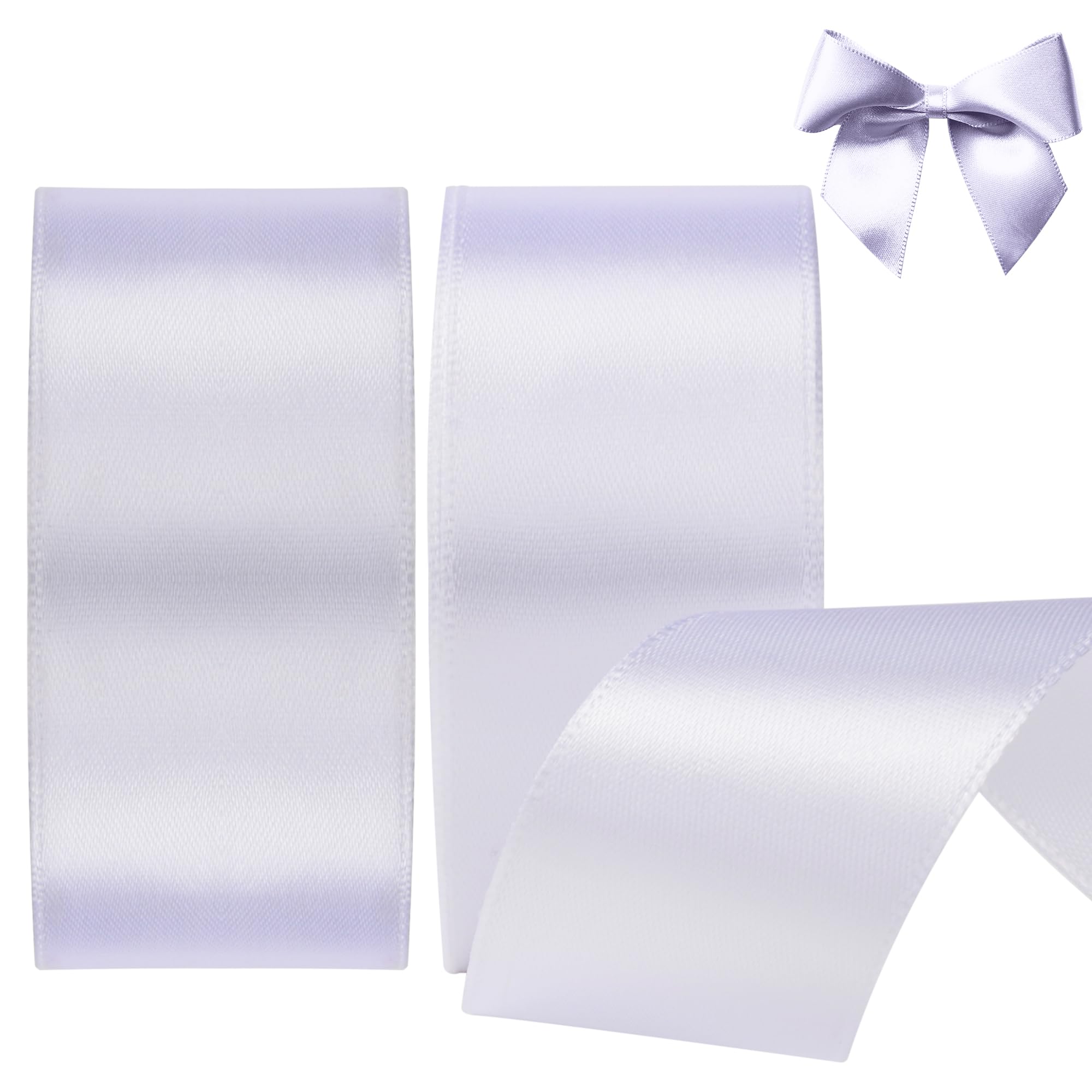 KEYIDO White Ribbon, 40mm x 44 Metres(50 Yards) Wide Ribbon, Thick White Satin Ribbons for Gift Wrapping Hair Bow, Florist