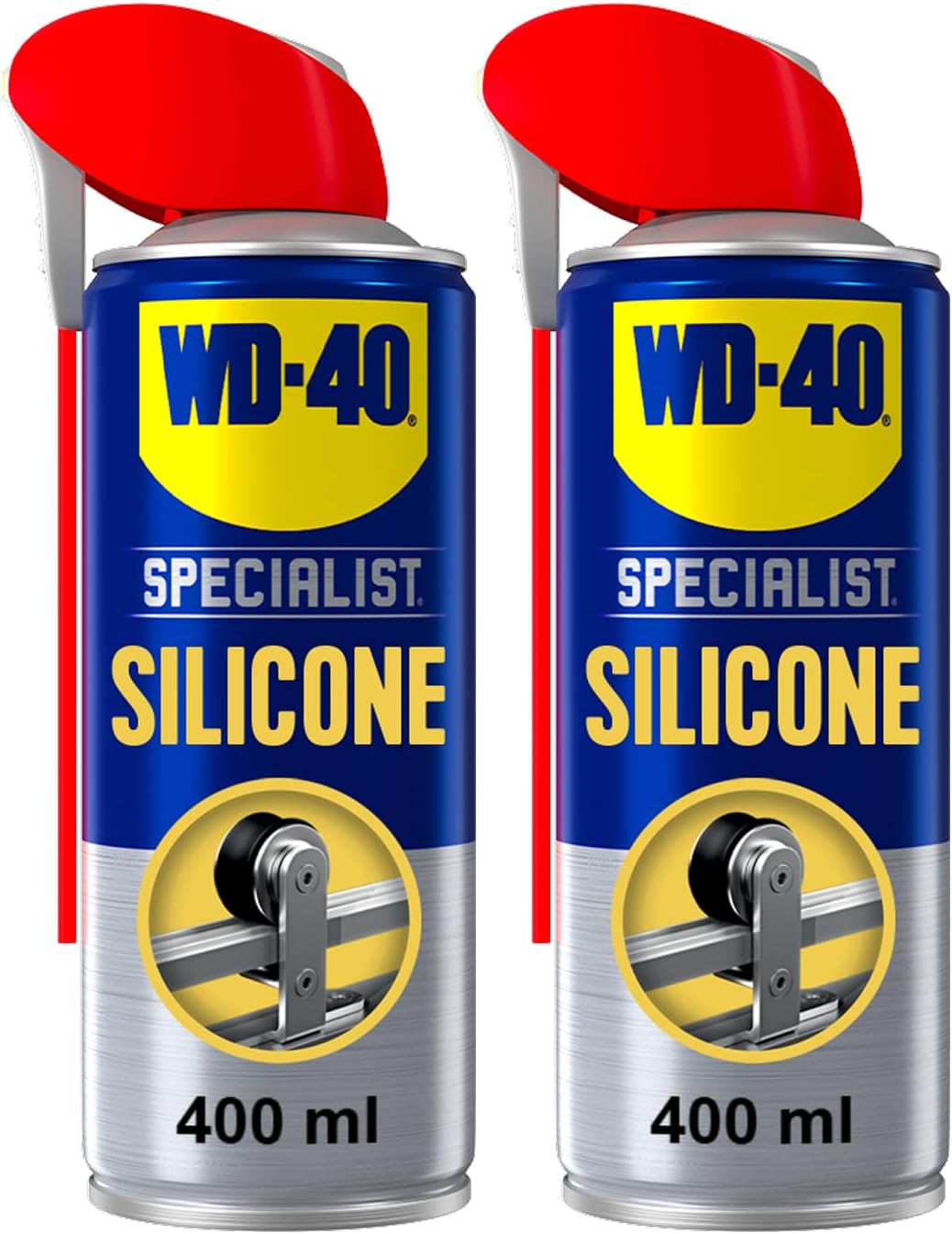 WD-40 Specialist Silicone Spray Lubricant, 400ml Twin Pack, All-Weather Rust Protection Silicone Lubricant, Repels Moisture, Dust, and Grime for Rubber Seals, Doors, Windows