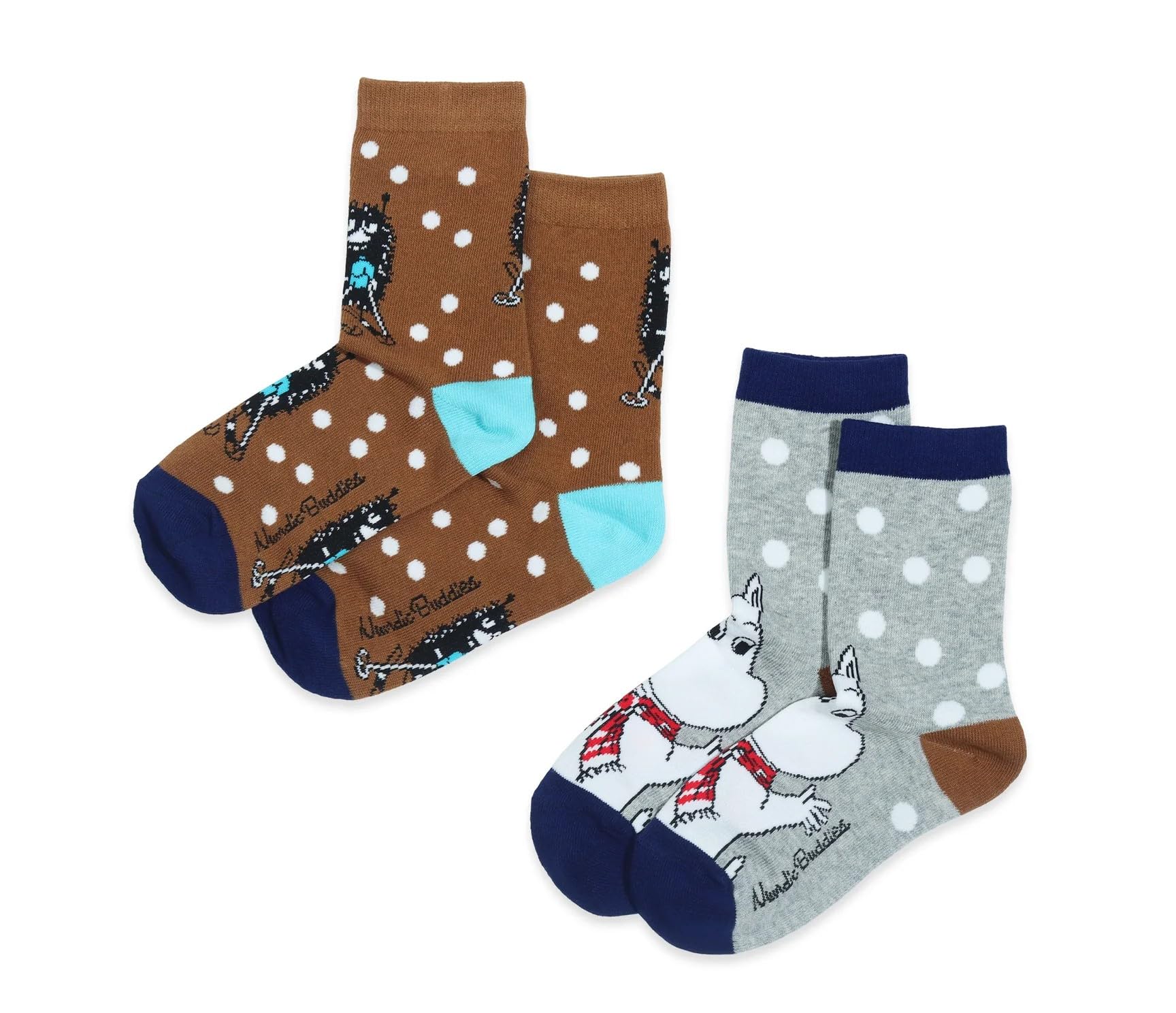 Nordicbuddies Multicolour Moomintroll And Stinky Kids Moomin Sock Set - Brown And Grey - Size Eu31-33 - Uk12.5k-Uk1