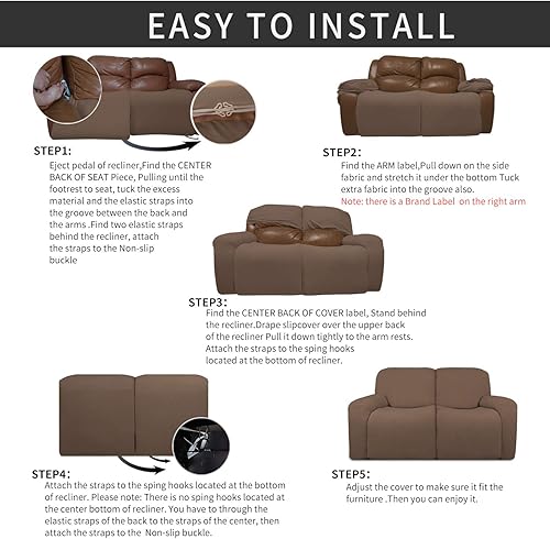 Miniatura 192 de Funda elástica para sofá reclinable de fácil colocación, Tela mezcla de poliéster Algodón, Arena