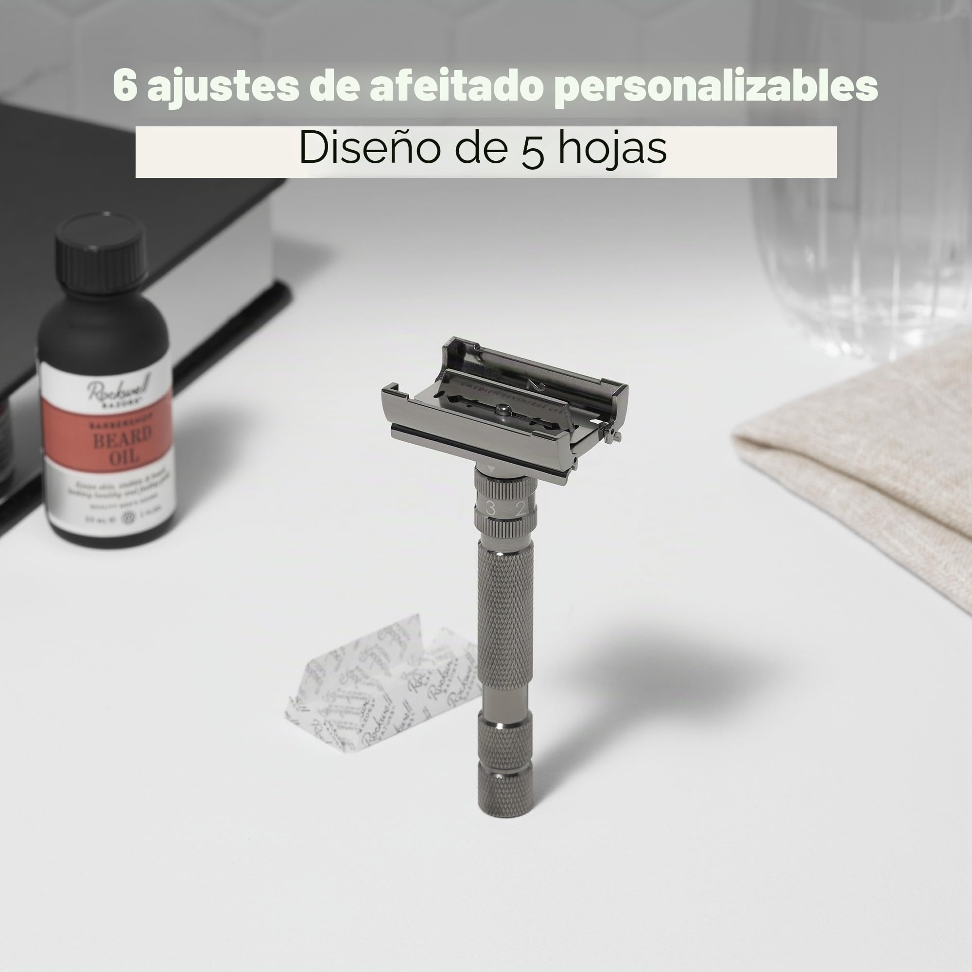 Rockwell - Afeitadora de seguridad T2 ajustable TTO Gun Metal