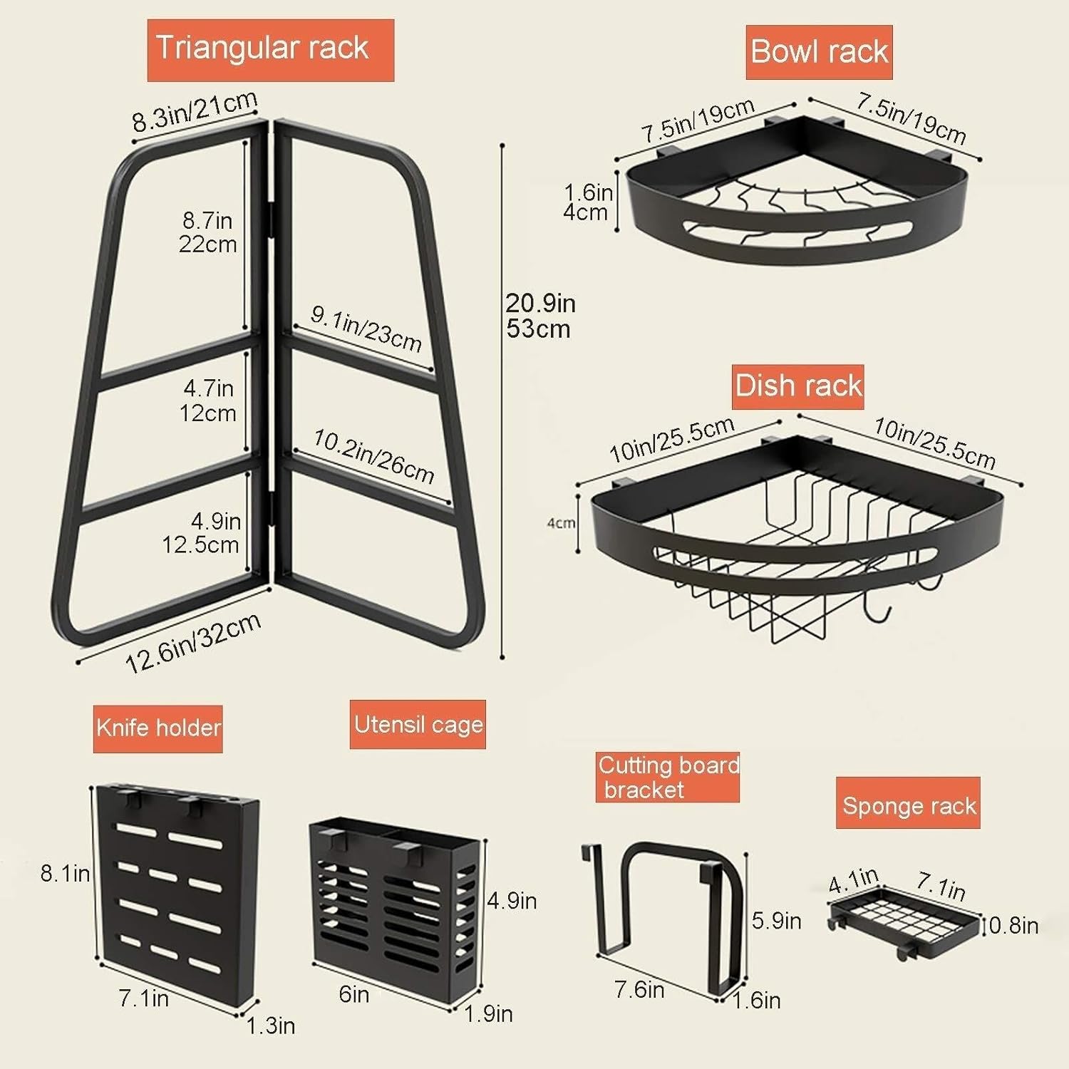 Dish Drying Rack Organization Sturdy Triangle 2 Tier Dish Drainer Multi-Functional Dish Dryer Holder with Utensil Holder Flatware Caddy