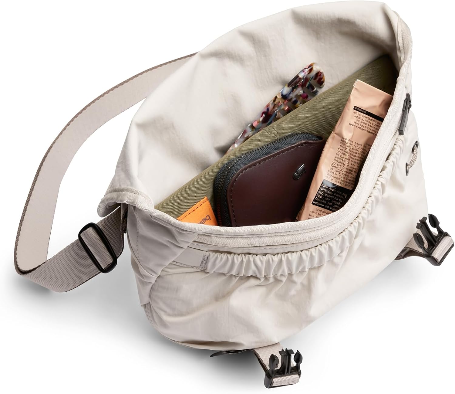 Bellroy Cinch Mini Messenger (6 liter lightweight, compact shoulder bag, water-resistant fabric, effortless organization) - Oat - Image 4