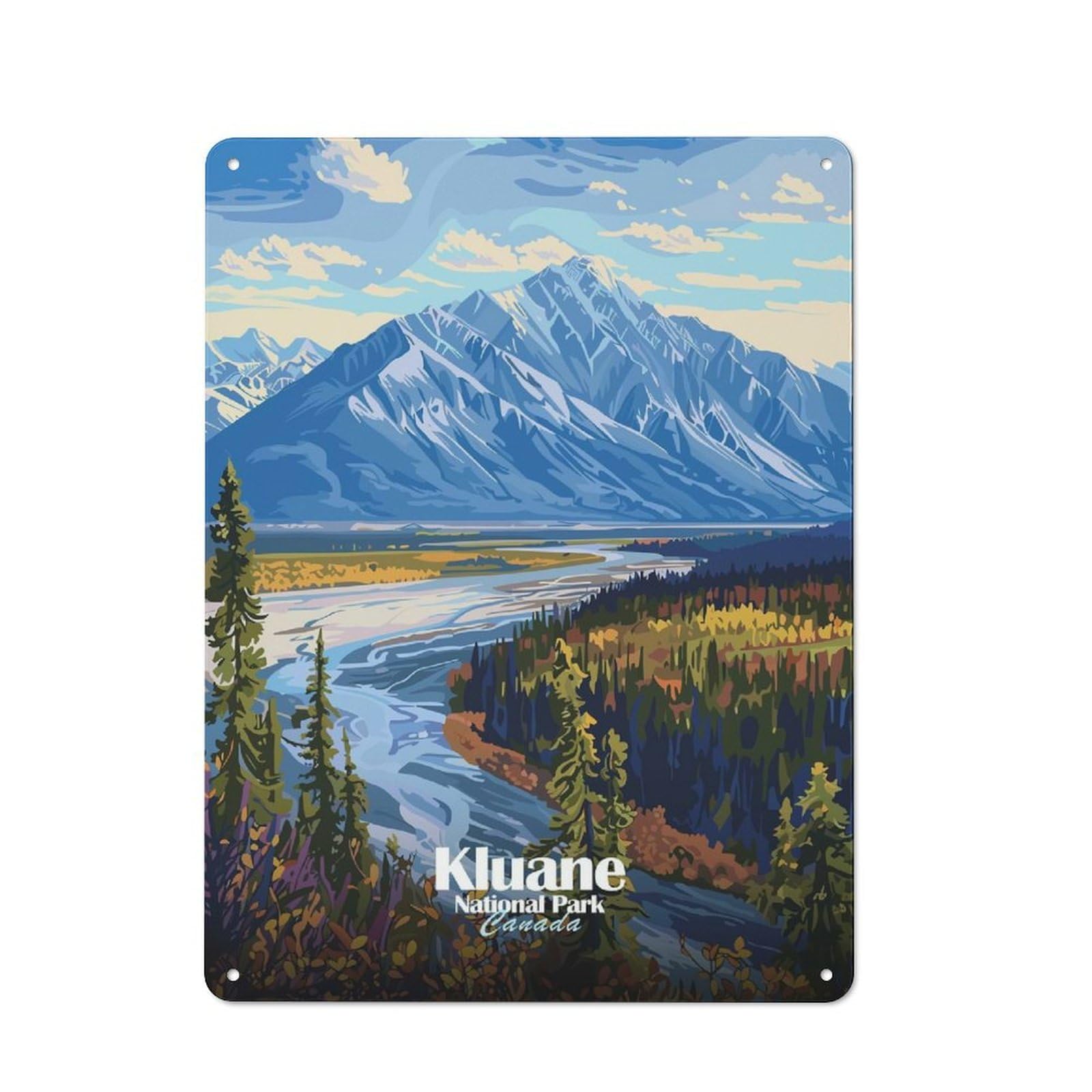 Junmoney Style-24 For Hobby Room Or Studio, Kluane National Park Canada Landscape Rustic Tin Wall Plaque 40X30cm, For Vintage Wall Decor Fans, For Metal Sign Collectors