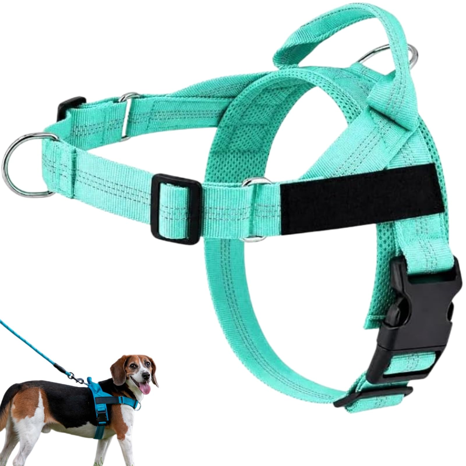 ParoPet No Pull Dog Harness, Adjustable Soft Breathable Mesh Dog Vest Harness with Sturdy Alloy Attachment Ring, Ideal for Dog Walking, Daily Strolls & Outdoor Trips (Turquoise,M)