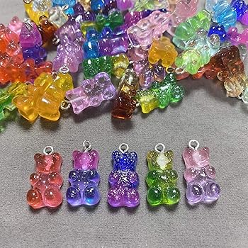 20 Ciondoli Orsetti In Resina Colorati - Per Creazione Gioielli, Portachiavi, Bracciali, Orecchini Fai Da Te - Foto 12