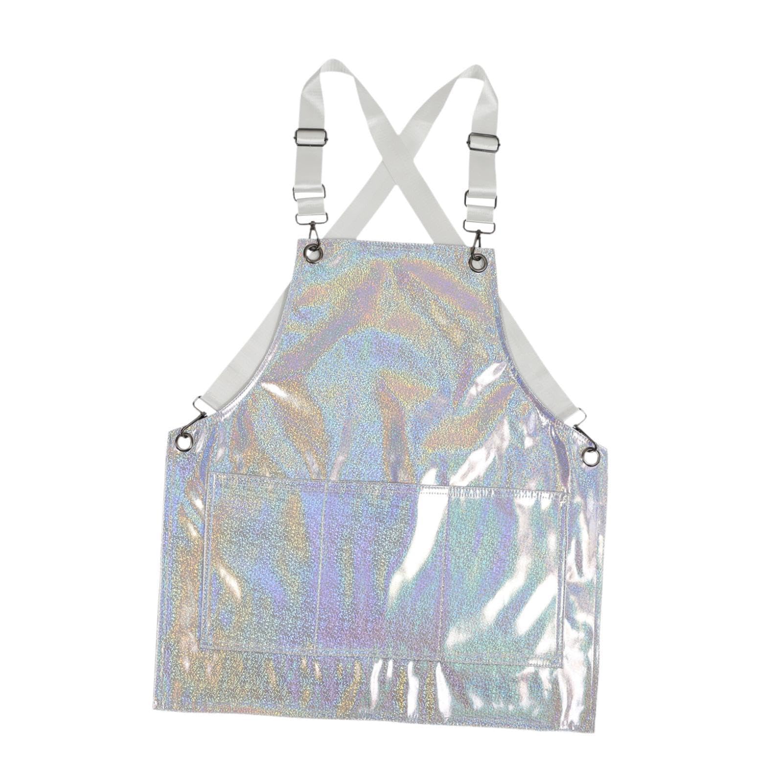 Gralara Delantal de Chef Delantal de Trabajo con Bolsillos Delantal con Peto Delantal de Cocina de Material PU con Correas Anchas Y Ajuste Cómodo Adecuado Par