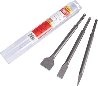 Starrett SDS Plus Chisel Set - 3 Piece KCPK03 Ideal Quality Wide Flat and Point Chisels - for Masonry Concrete Bricks Rotary Hammer Accessories