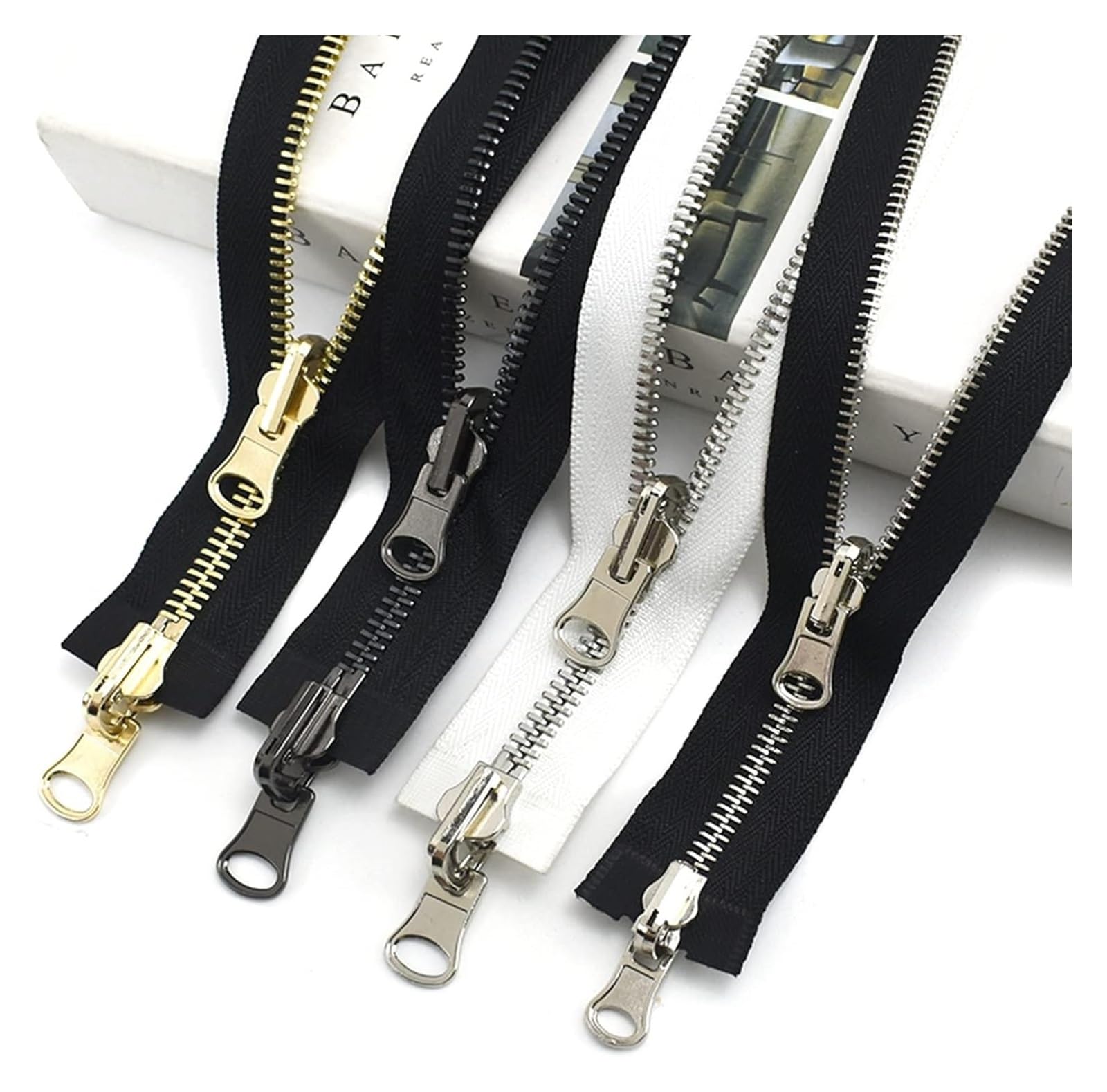 Zipper Metalowy dwustronny otwarty dwukierunkowy obrotowy zamek błyskawiczny 5# 8 70-100 cm Wielokolorowy dla majsterkowiczów(Black Gun Black,8# 90cm)