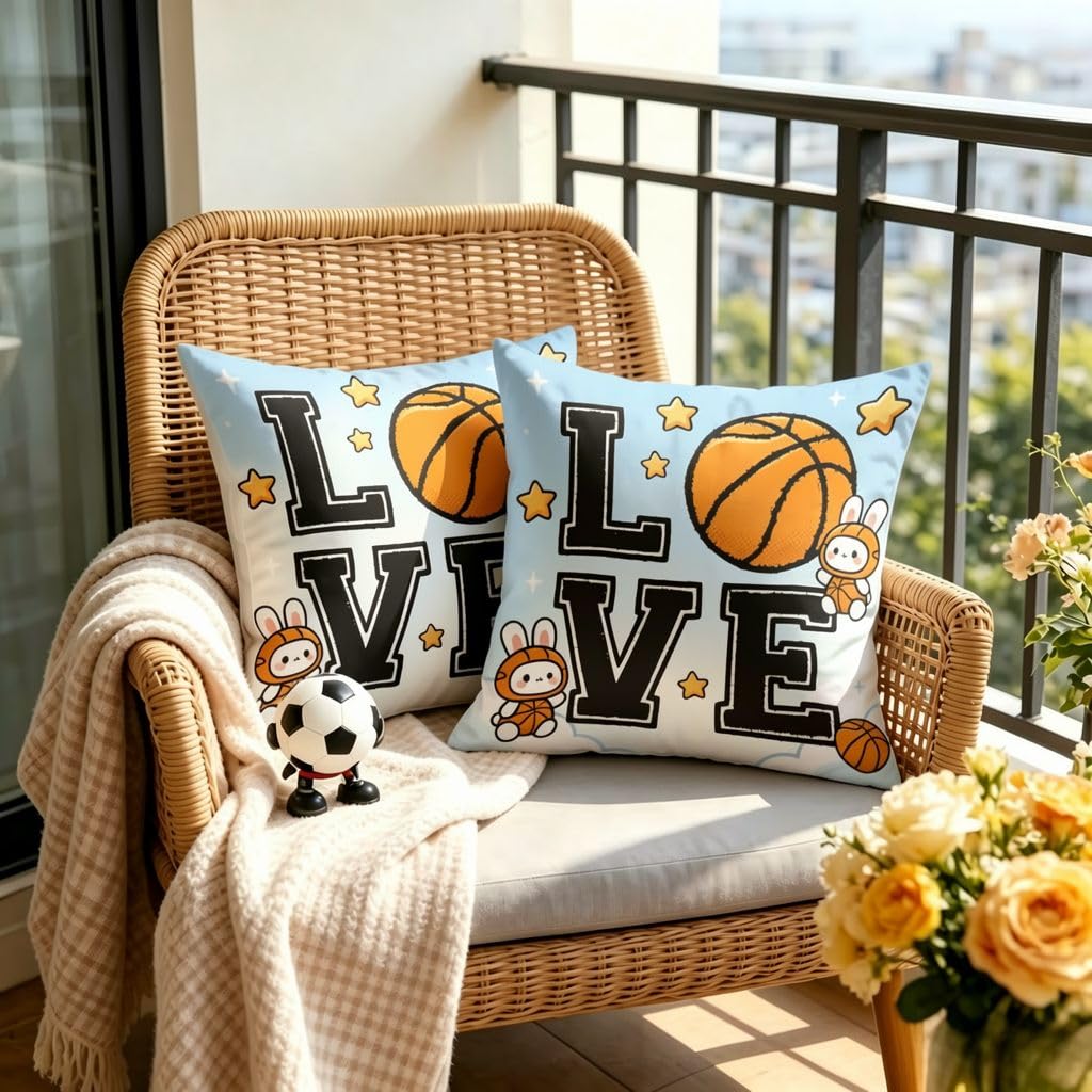 Love BasketballLinen Throw Pillow Covers -20x20