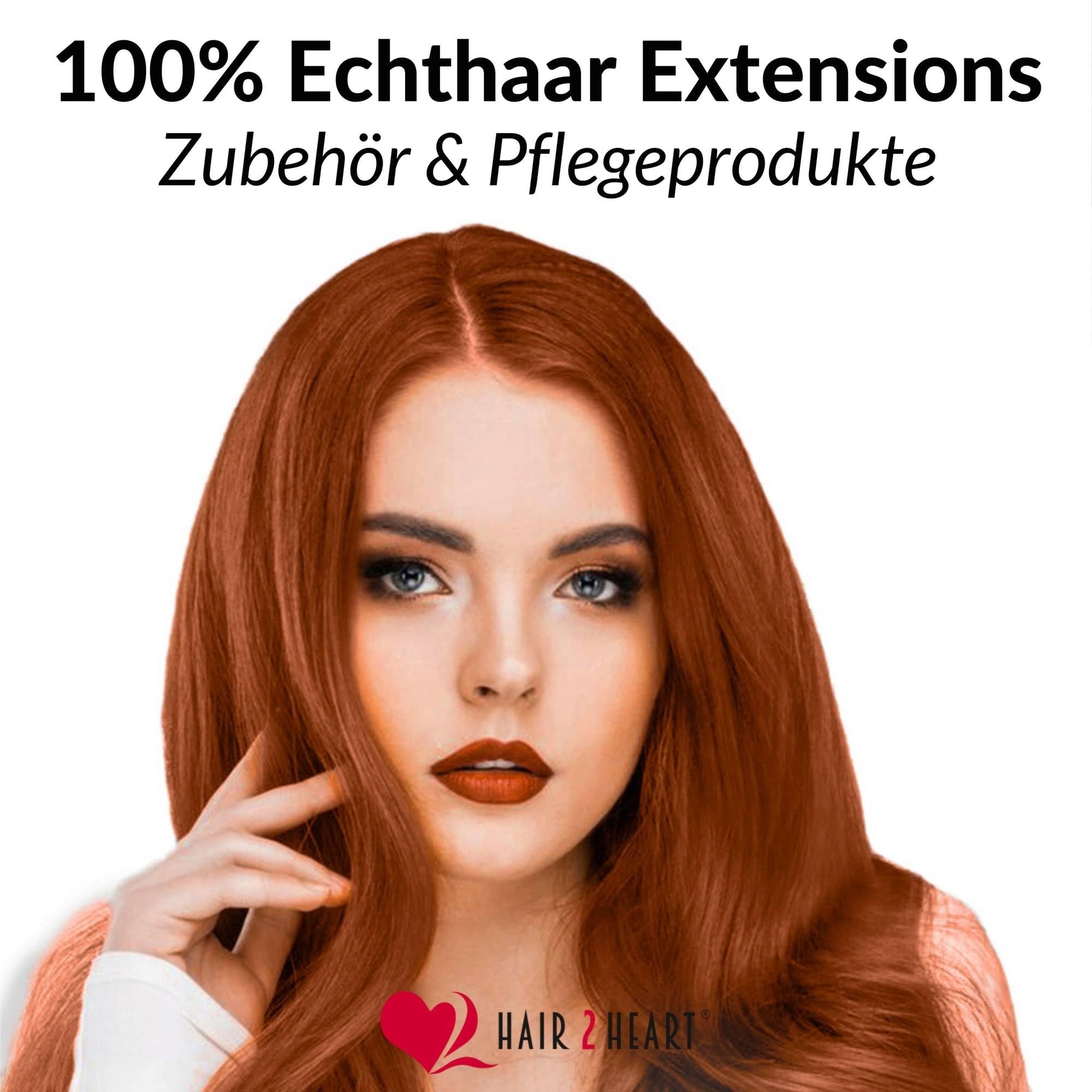 hair2heart Echthaar Tressen zum Einnähen Extensions glatt - 40cm 100g 8/43 hellblond rot-gold