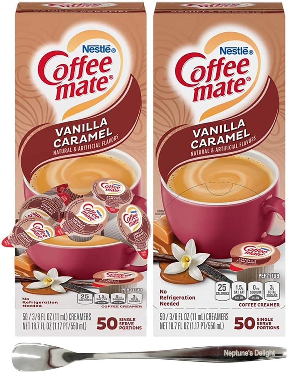 Coffee mate Vanilla Caramel Liquid Creamer Singles, 50 Ct